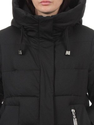 7715 BLACK Пальто зимнее женское (200 гр. холлофайбер)