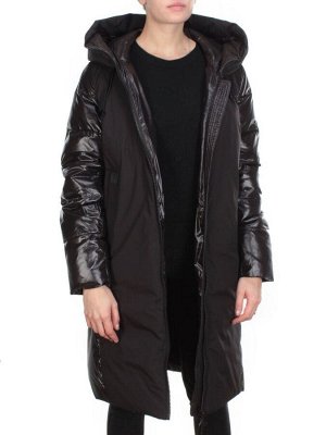 2235 BLACK Пальто женское зимнее AKIDSEFRS (200 гр. холлофайбера)
