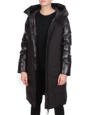 2235 BLACK Пальто женское зимнее AKIDSEFRS (200 гр. холлофайбера)