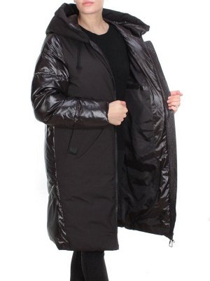 2235 BLACK Пальто женское зимнее AKIDSEFRS (200 гр. холлофайбера)