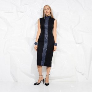 Платье с блестящим декором, Поцелуй удачи (blue, с манжетами)
