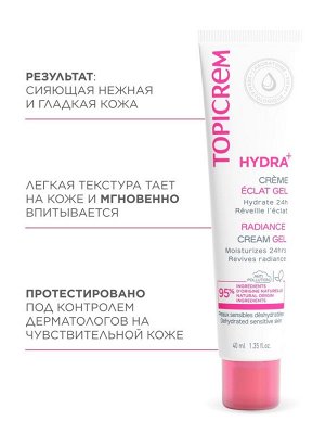 Топикрем Увлажняющий гель-сияние, 40 мл (Topicrem, Hydra+ Чувствительная кожа лица)