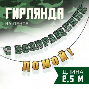 Гирлянда на ленте "С возвращением домой", 250 см