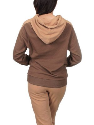NO01 BEIGE/BROWN Костюм спортивный женский (хлопок 90%, полиэстер 10%)
