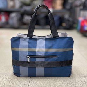 Сумка женская дорожная синяя клетка текстиль