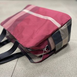 Сумка женская дорожная бордовая клетка текстиль