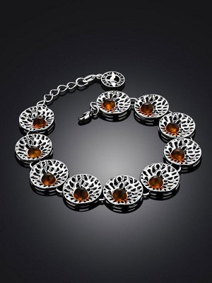 Ажурный браслет со вставками из коньячного янтаря «Венера»