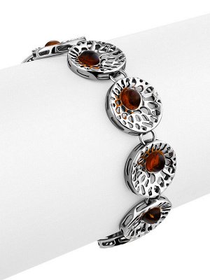 Ажурный браслет со вставками из коньячного янтаря «Венера»