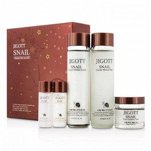 Jigott snail moisture skin care 3set Набор для комплексного ухода за кожей лица на основе фильтрата секрета улитк