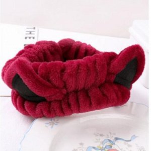 COSMOСOLLECTION_GIFTS Плюшевая повязка для волос с кошачьими ушками для умывания и макияжа, красная