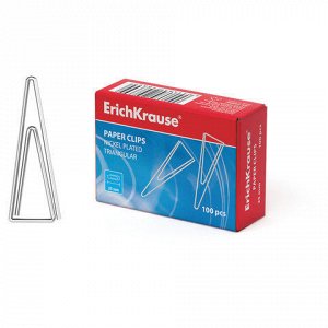 Скрепки ERICH KRAUSE 25 мм металлические треугольные, 100 шт