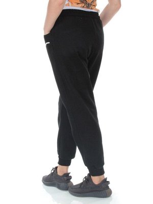 M029 BLACK Брюки спортивные утепленные женские (85% хлопок, 10% полиэстер, 5% спандекс)