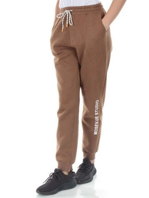 M053 BROWN Брюки спортивные утепленные женские (85% хлопок, 10% полиэстер, 5% спандекс)