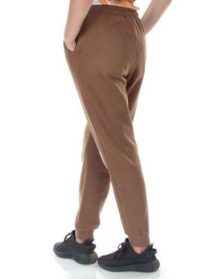 M053 BROWN Брюки спортивные утепленные женские (85% хлопок, 10% полиэстер, 5% спандекс)