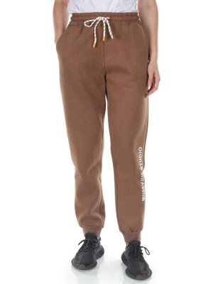M053 BROWN Брюки спортивные утепленные женские (85% хлопок, 10% полиэстер, 5% спандекс)