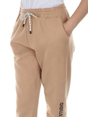 M053 BEIGE Брюки спортивные утепленные женские (85% хлопок, 10% полиэстер, 5% спандекс)