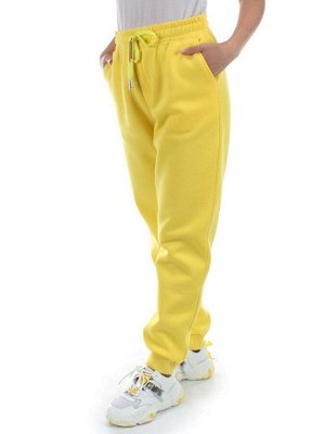 M061 YELLOW Брюки спортивные женские на флисе (100% хлопок) 7986