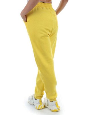 M061 YELLOW Брюки спортивные женские на флисе (100% хлопок) 7986