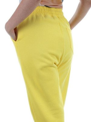 M061 YELLOW Брюки спортивные женские на флисе (100% хлопок) 7986