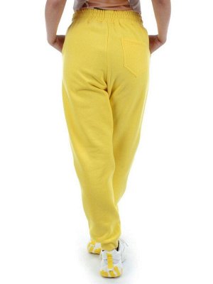 M061 YELLOW Брюки спортивные женские на флисе (100% хлопок) 7986