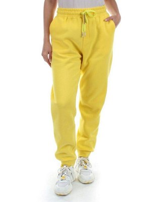 M061 YELLOW Брюки спортивные женские на флисе (100% хлопок) 7986