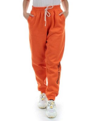 M053 ORANGE Брюки спортивные женские на флисе (100% хлопок) 7986