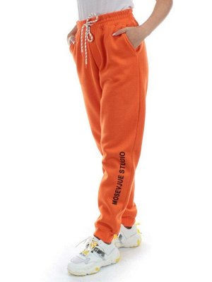 M053 ORANGE Брюки спортивные женские на флисе (100% хлопок) 7986