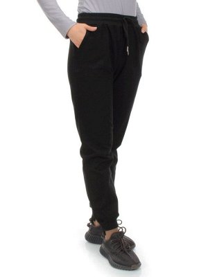 HC-205-1 BLACK Брюки спортивные женские (95% хлопок, 5% спандекс)