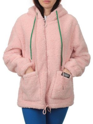 1002 PINK Куртка плюшевая демисезонная (65% хлопок, 35% полиэстер) оверсайз 48-52