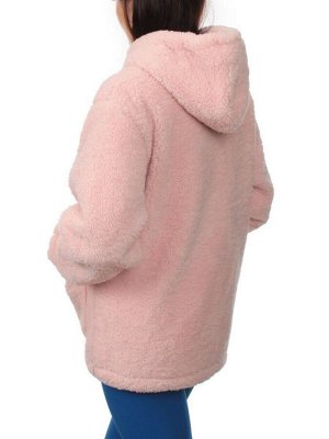 1002 PINK Куртка плюшевая демисезонная (65% хлопок, 35% полиэстер) оверсайз 48-52
