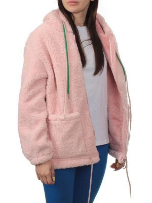 1002 PINK Куртка плюшевая демисезонная (65% хлопок, 35% полиэстер) оверсайз 48-52