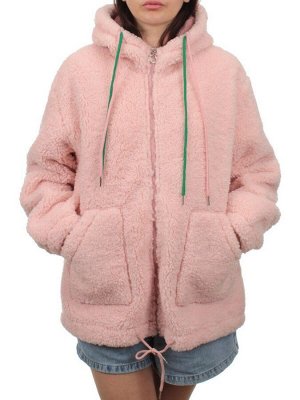 1007 PINK Куртка плюшевая демисезонная (65% хлопок, 35% полиэстер) оверсайз 50-54