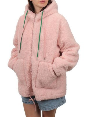 1007 PINK Куртка плюшевая демисезонная (65% хлопок, 35% полиэстер) оверсайз 50-54
