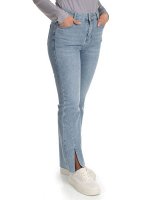 10101 BLUE Джинсы женские укороченные с разрезным низом AMG JEANS
