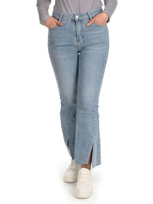 10101 BLUE Джинсы женские укороченные с разрезным низом AMG JEANS