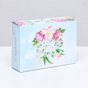 Коробка для конфет 6 шт., «Розовые розы» 13.7x9.8x3.9. Кондитерская упаковка