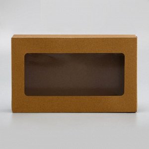 Упаковка для продуктов, крафт с окном, 23x14x6 см, 1.9 л