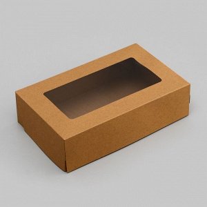 Упаковка для продуктов, крафт с окном, 23x14x6 см, 1.9 л