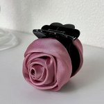 Заколка-крабик для волос, с декором в виде розы, розовый