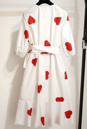 Платье, белый с сердцами