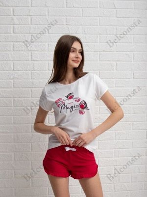 Пижама крем с шортами