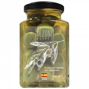 CEZONI Оливки зеленые со специями 260 мл, Испания