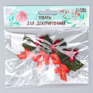 Декор для творчества «Новогодняя веточка», в наборе 3 шт., размер 1 шт. — 9*6*1 см