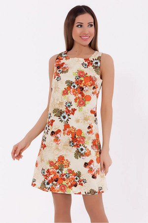 #70095 Платье Оранжевые цветы
