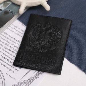 Обложка для паспорта 9,5*0,5*13,5см, карманы д/карт, черный