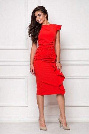 Платье из костюмной ткани красный (П-37-3)