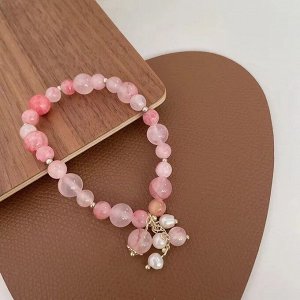 Браслет из розового кристалла 16-18 см