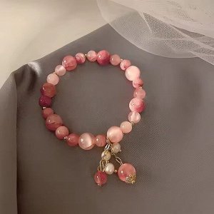 Браслет из розового кристалла 16-18 см