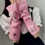 Митенки трикотажные эластичные стилизованные, розовый