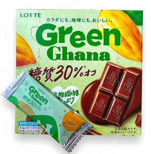 Шоколад Green Ghana 30% less sugariness, Lotte 48г, 1/6/72